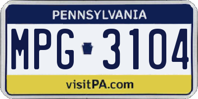 PA license plate MPG3104