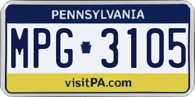 PA license plate MPG3105