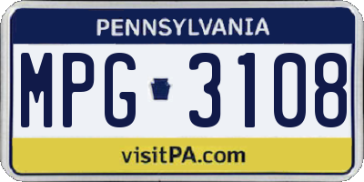 PA license plate MPG3108