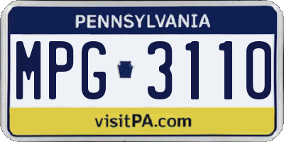 PA license plate MPG3110