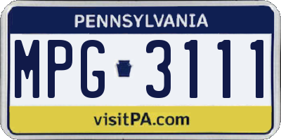 PA license plate MPG3111