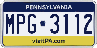 PA license plate MPG3112