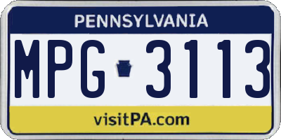 PA license plate MPG3113
