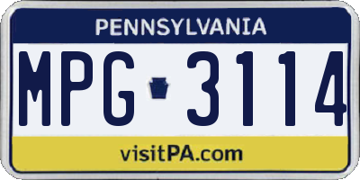 PA license plate MPG3114