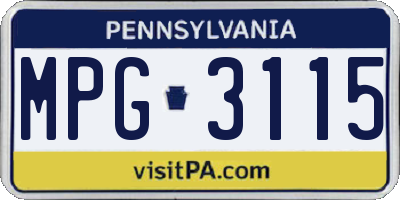 PA license plate MPG3115