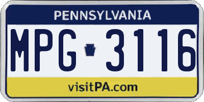 PA license plate MPG3116