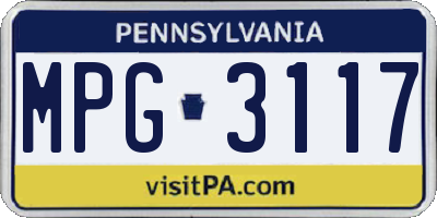 PA license plate MPG3117
