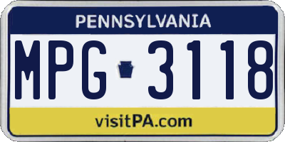 PA license plate MPG3118