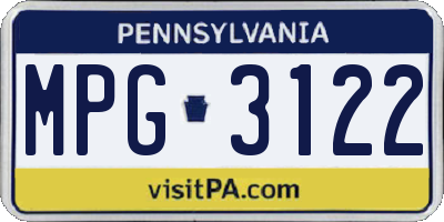 PA license plate MPG3122