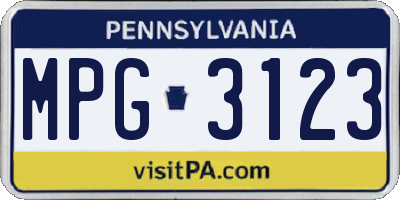 PA license plate MPG3123