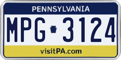 PA license plate MPG3124