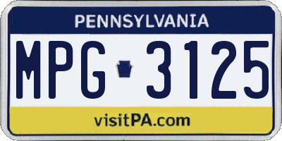 PA license plate MPG3125