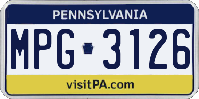 PA license plate MPG3126