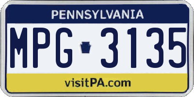 PA license plate MPG3135