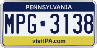 PA license plate MPG3138