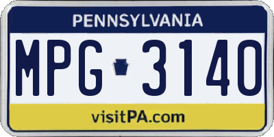 PA license plate MPG3140