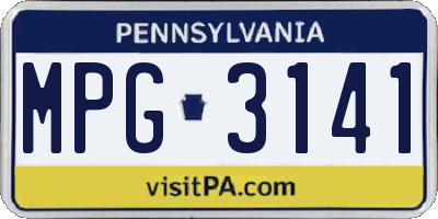 PA license plate MPG3141