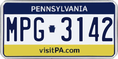 PA license plate MPG3142
