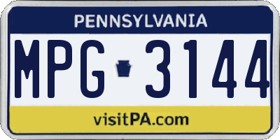 PA license plate MPG3144