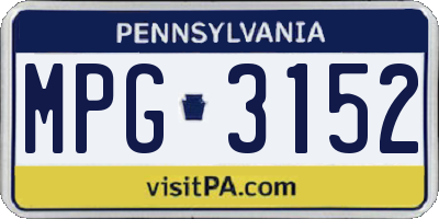 PA license plate MPG3152