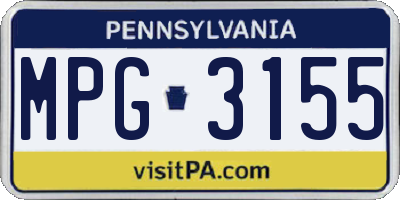 PA license plate MPG3155