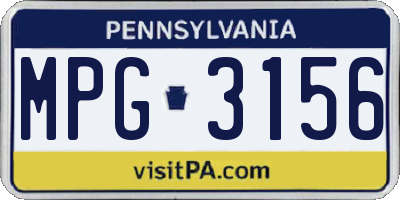 PA license plate MPG3156