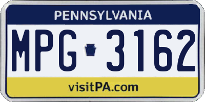 PA license plate MPG3162