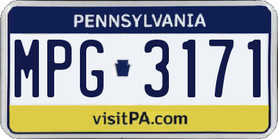 PA license plate MPG3171