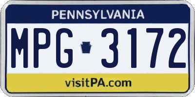 PA license plate MPG3172