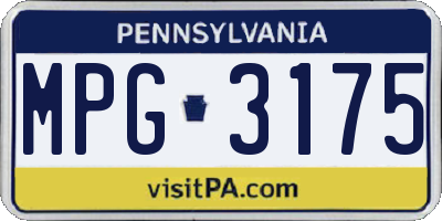 PA license plate MPG3175