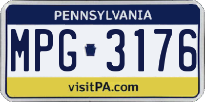 PA license plate MPG3176