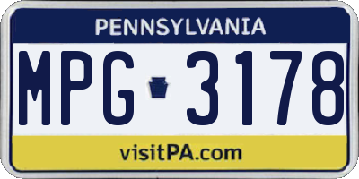 PA license plate MPG3178