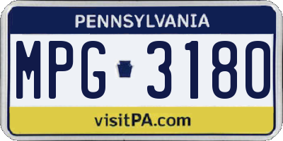 PA license plate MPG3180