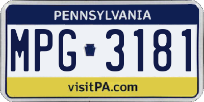 PA license plate MPG3181