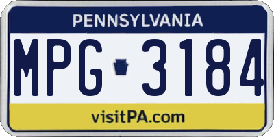 PA license plate MPG3184