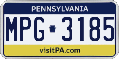 PA license plate MPG3185
