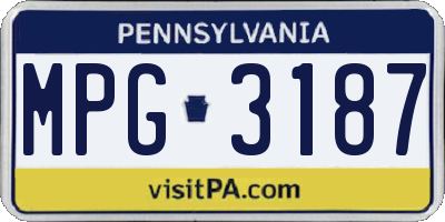 PA license plate MPG3187