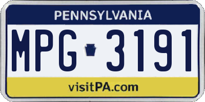 PA license plate MPG3191