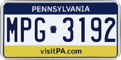 PA license plate MPG3192