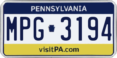 PA license plate MPG3194