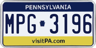 PA license plate MPG3196