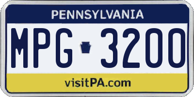 PA license plate MPG3200