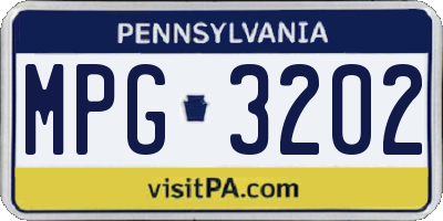 PA license plate MPG3202