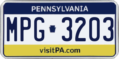 PA license plate MPG3203