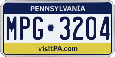 PA license plate MPG3204