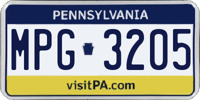 PA license plate MPG3205