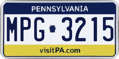 PA license plate MPG3215