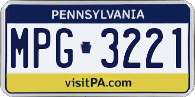 PA license plate MPG3221