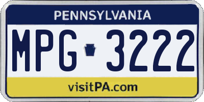 PA license plate MPG3222