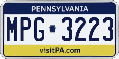 PA license plate MPG3223